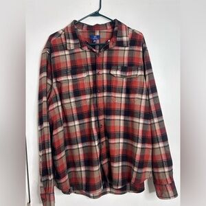 George Red and Black Plaid Casual Button Down Shirt